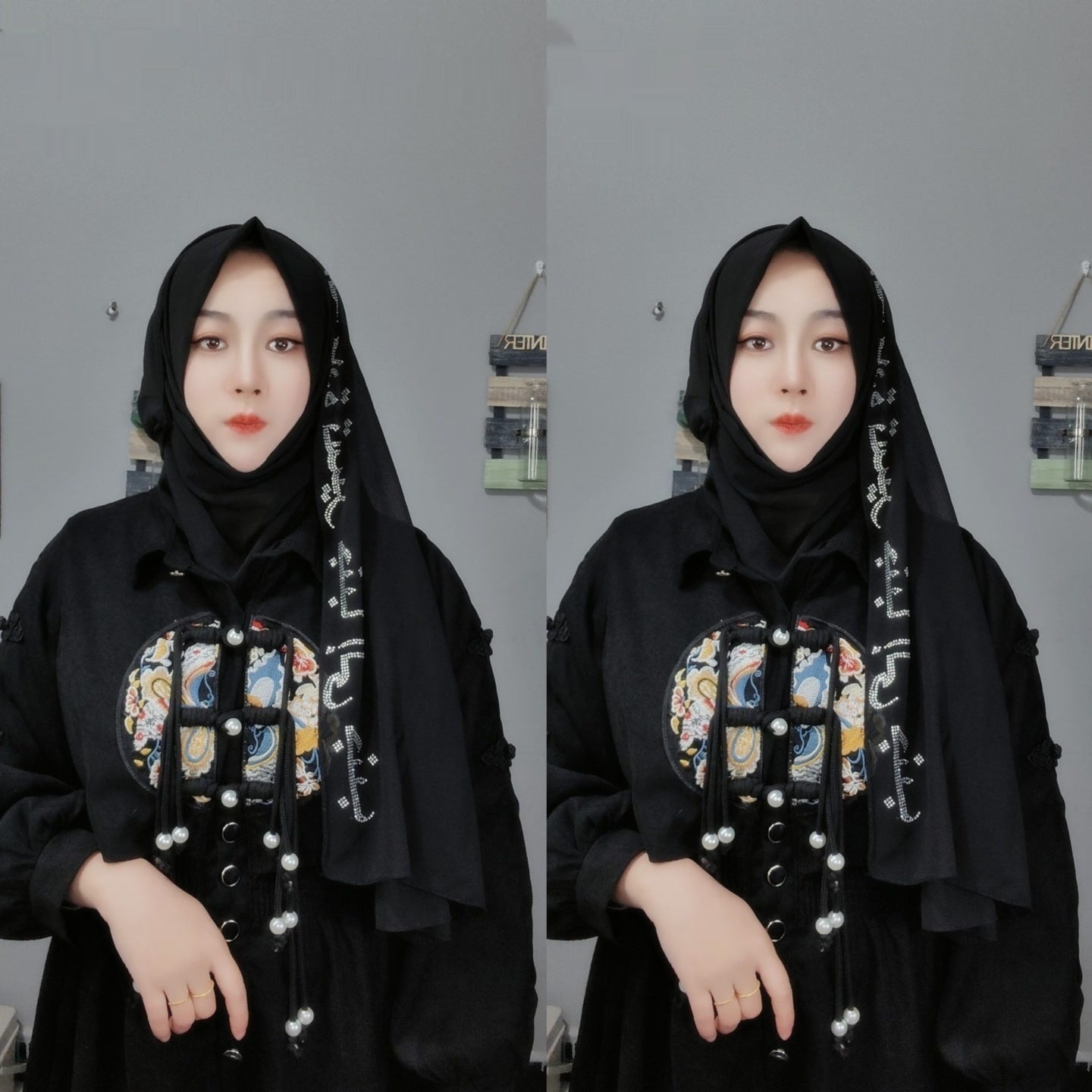 Letter New Pearl Chiffon Fabric Scarf