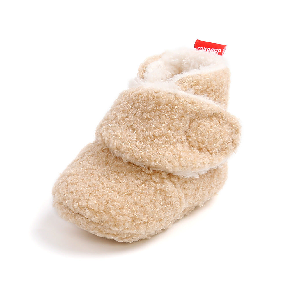 Solid Color Cartoon Cotton Shoes Baby Shoes Soft Sole Warm Shoes Toddler Shoes Baby's Shoes Plus Velvet 1982B
