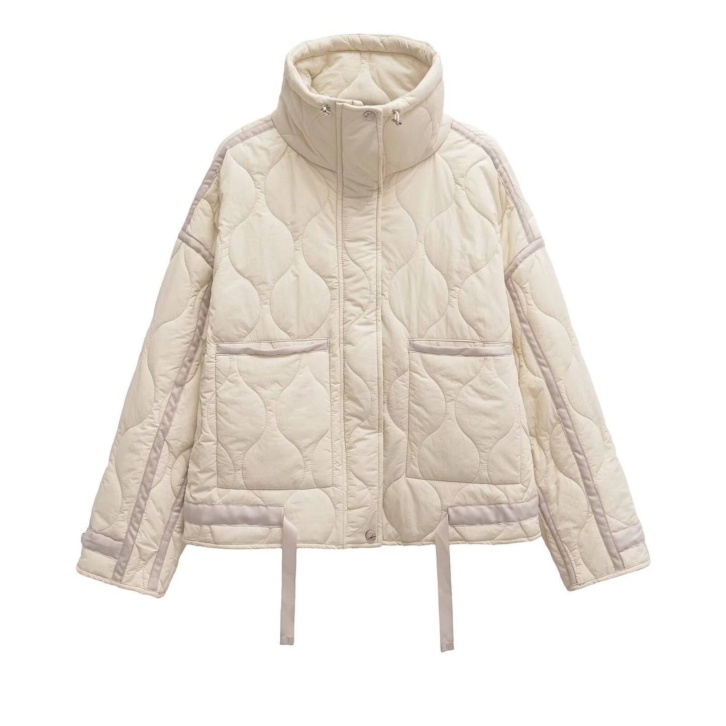 Women's Stand Collar Water Ripple Cotton Jacket Cuff