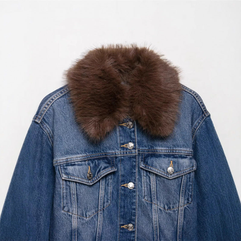 Women's Casual Loose Stylish Design Long Sleeve Denim Jacket