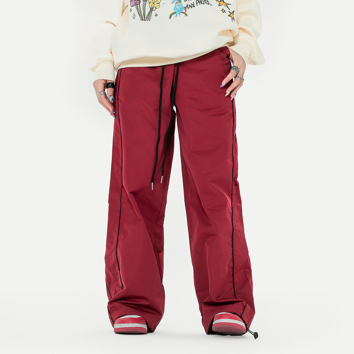 Women's Solid Color Casual Loose Wide Leg Sports Pants