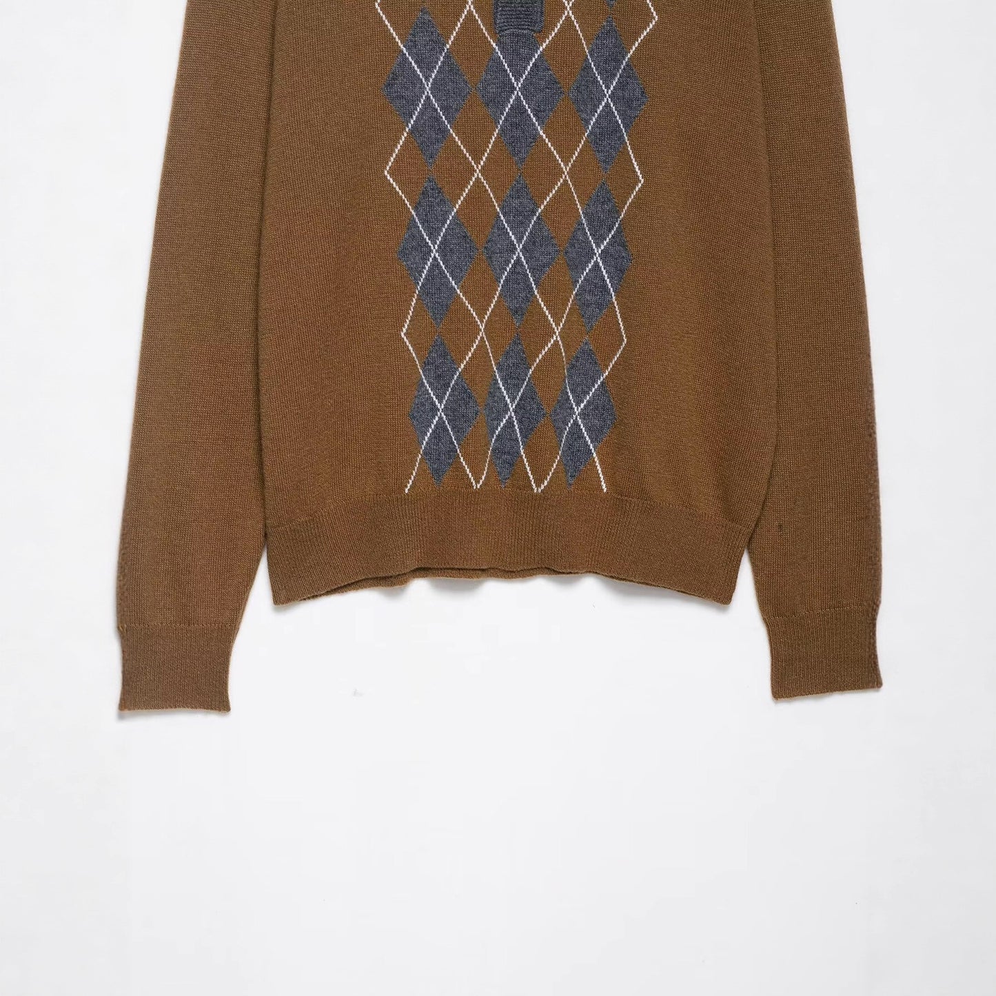 Autumn Diamond Jacquard POLO Collar Top