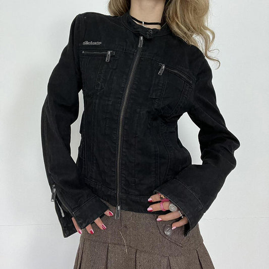 Washed-out Vintage Denim Jacket Simple Casual Zipper Pocket All-matching Long Sleeve Coat