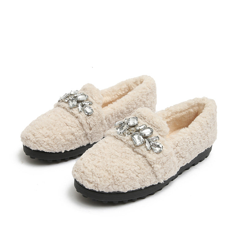 Wear Lamb Wool Lazy Shoes With Cashmere