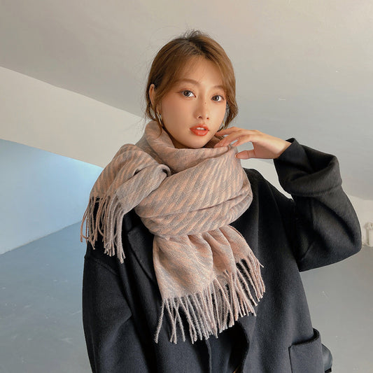 Double-faced Cashmere Woven Shawl Warm Scarf