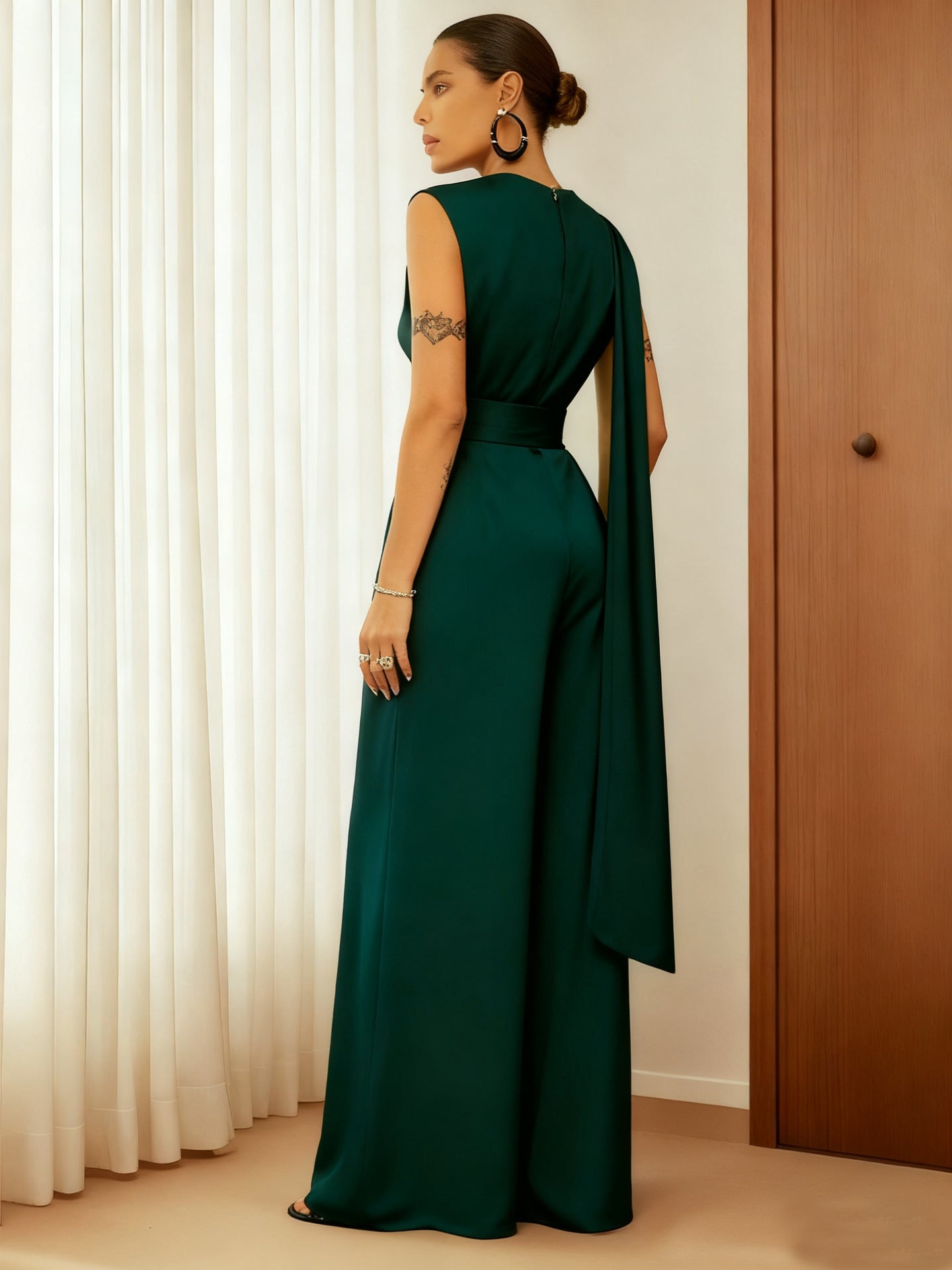 Women's Solid Color Slim-fit Jumpsuit Loose Casual Pants