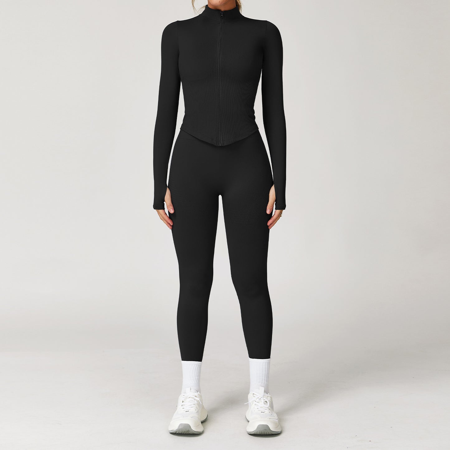 Seamless I-shaped Back-enhancing Workout Set For Women With Ribbed Waist-cinching Design