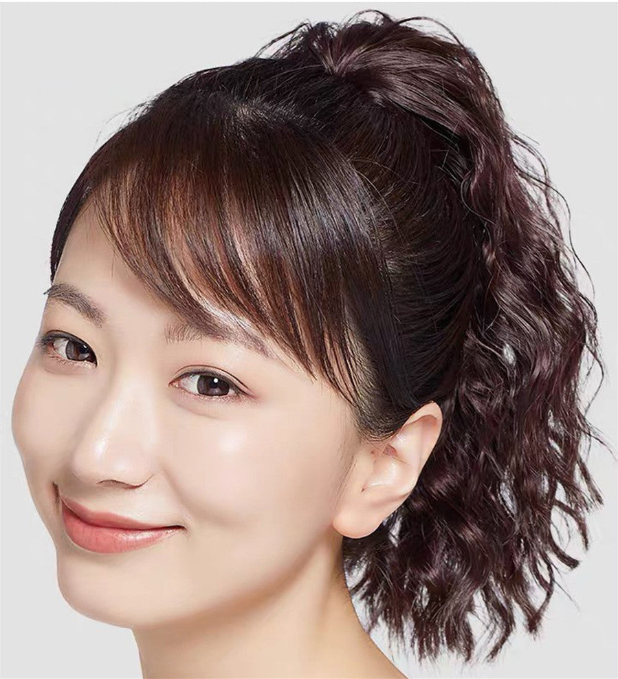 Kort Krøllet Hår Usynlig Velcro Fluffy Majs Permanent Overskæg Hestehale Afrikansk Pigtail
