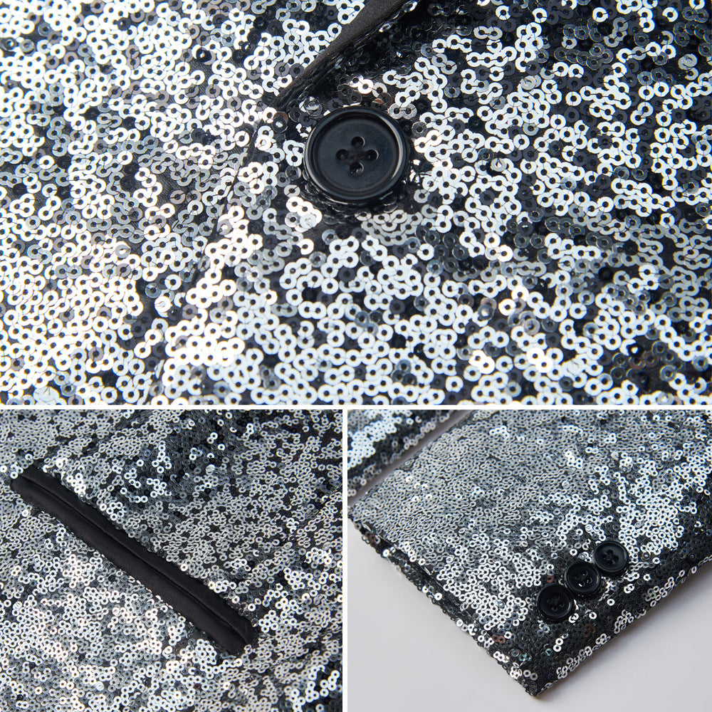 Men's Gradual Change Sequin Suit Host