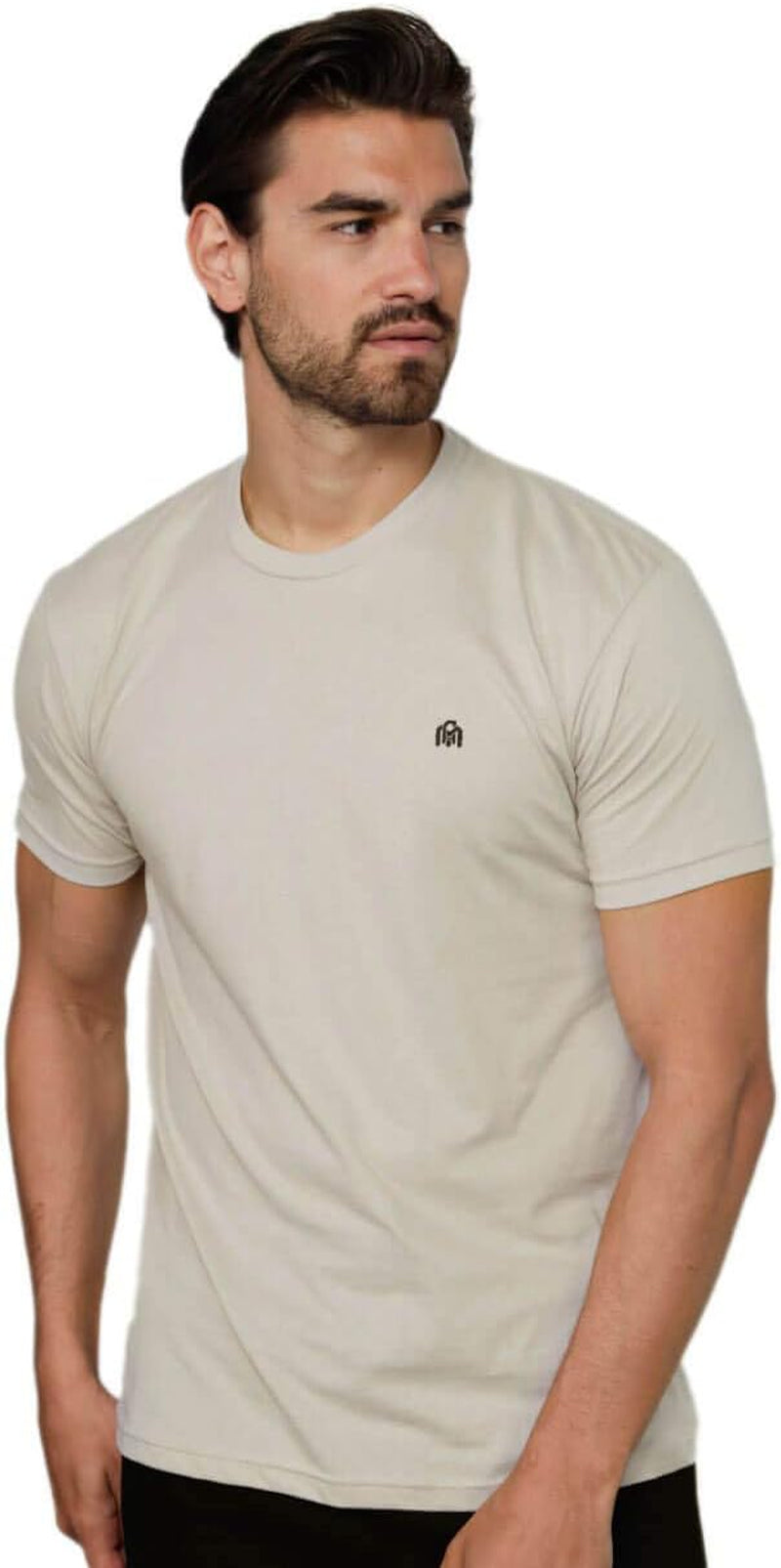 Mens T Shirt with Logo - Short Sleeve Crew Neck Soft Fitted Tees S - 4XL Fresh Classic Basic Tshirts