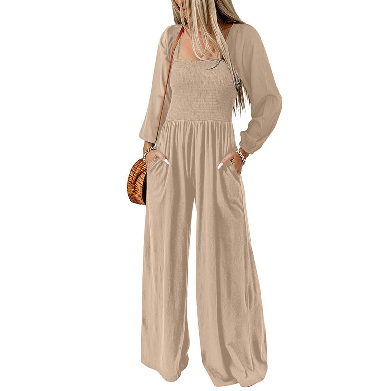 New Solid Color Wide Leg Trousers Women's European And American Thin Simple