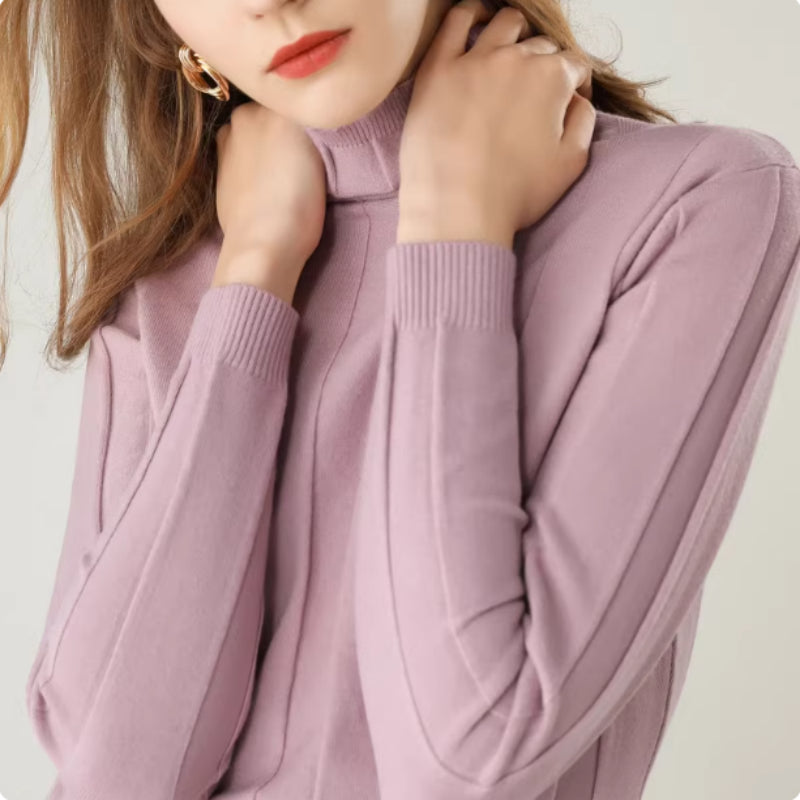 Hollow Pile Neck Turtleneck Loose Sweater