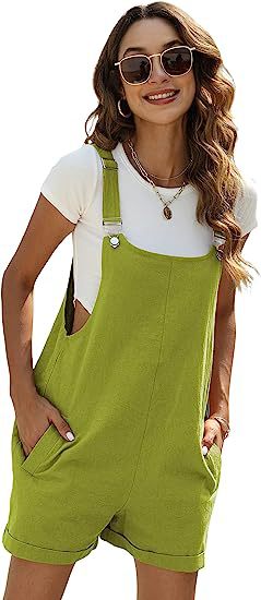 Cotton And Linen Casual Four Seasons Bib Suspender One-piece Shorts