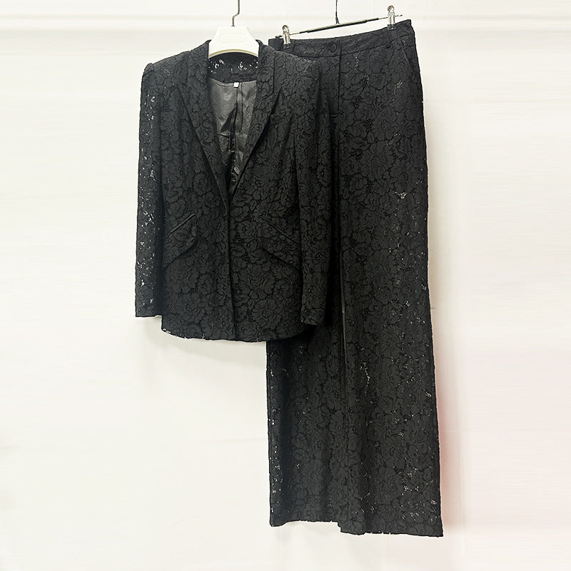 Socialite Catwalk Elegant Temperament Straight-leg Pants Slim Fit Two-piece Suit