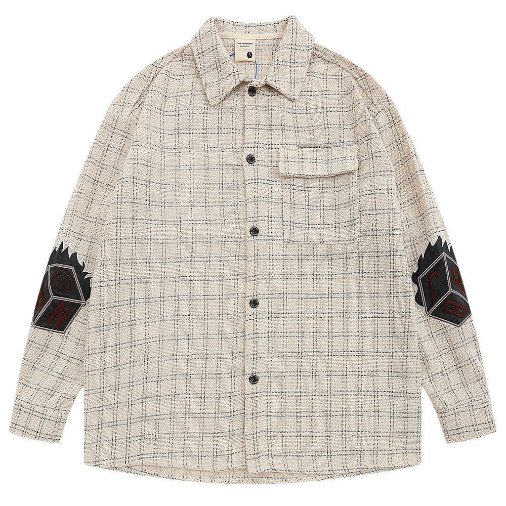 Patch Embroidered Letters Long Sleeve Shirt