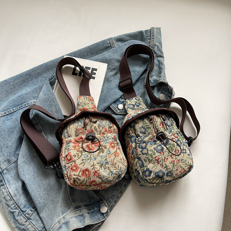 Sød Dametaske Crossbody National Stil Blomst Vestlig Stil Snorlukning