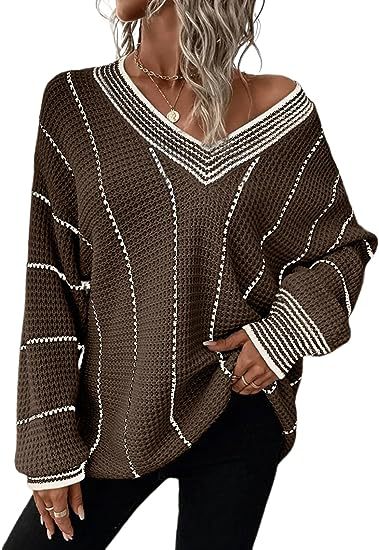 New Autumn And Winter Knitting Striped Pullover Loose Top