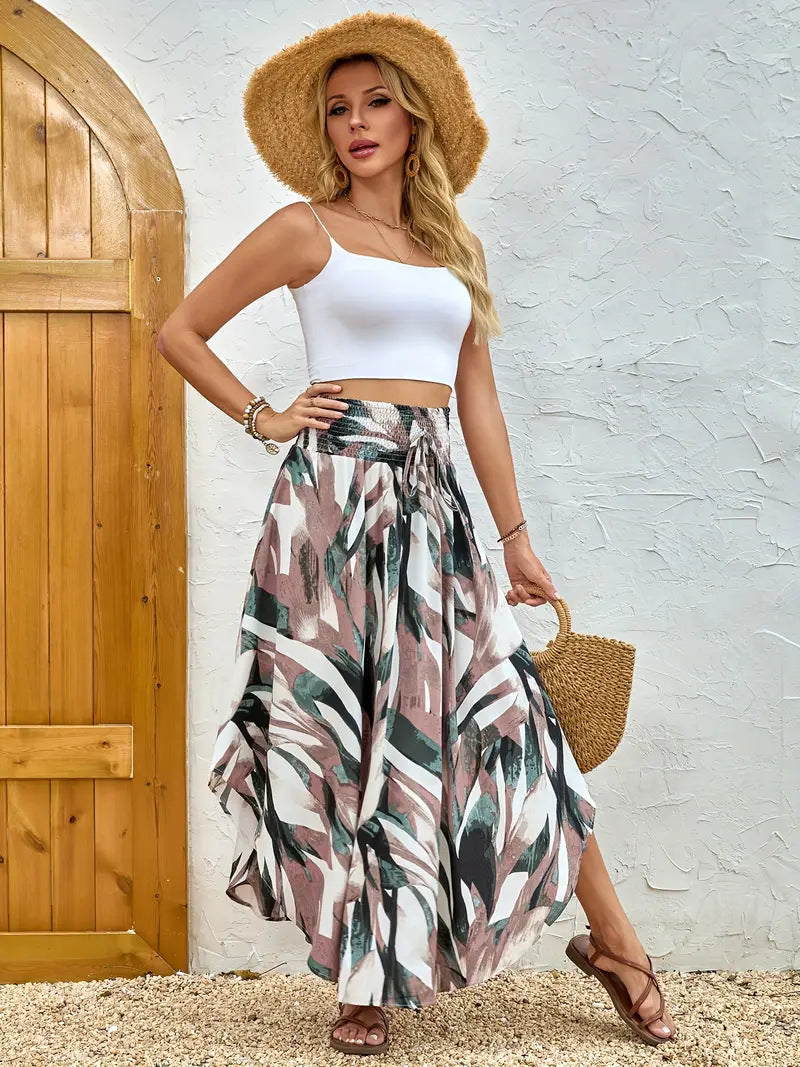 Plisseret A-formet nederdel med personligt print – casual