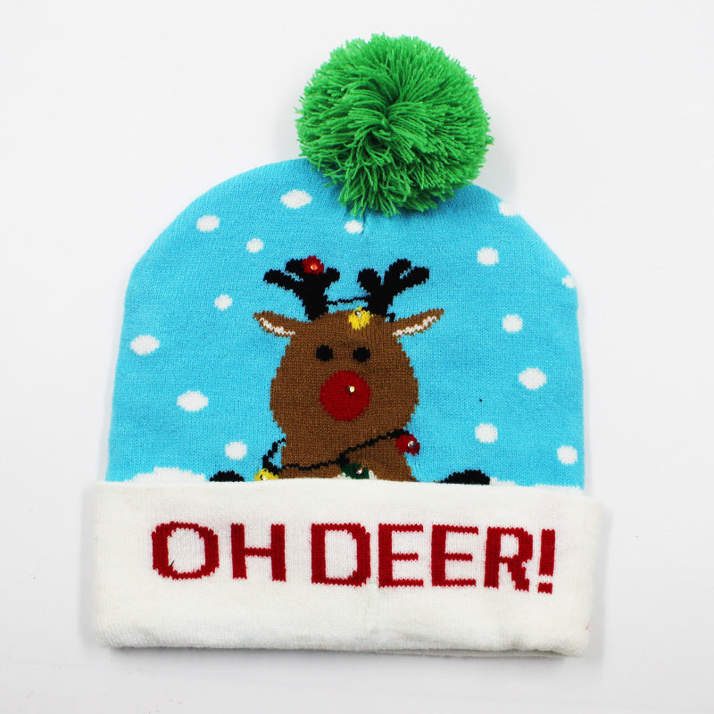 Holiday Party Christmas LED Luminous Knitted Jacquard Knitted Hat
