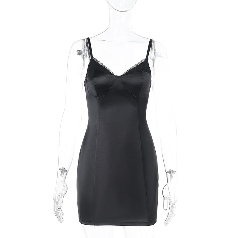 Fashionable Chic Sexy And Sassy Slim-fit Lace-panelled Slip Dress
