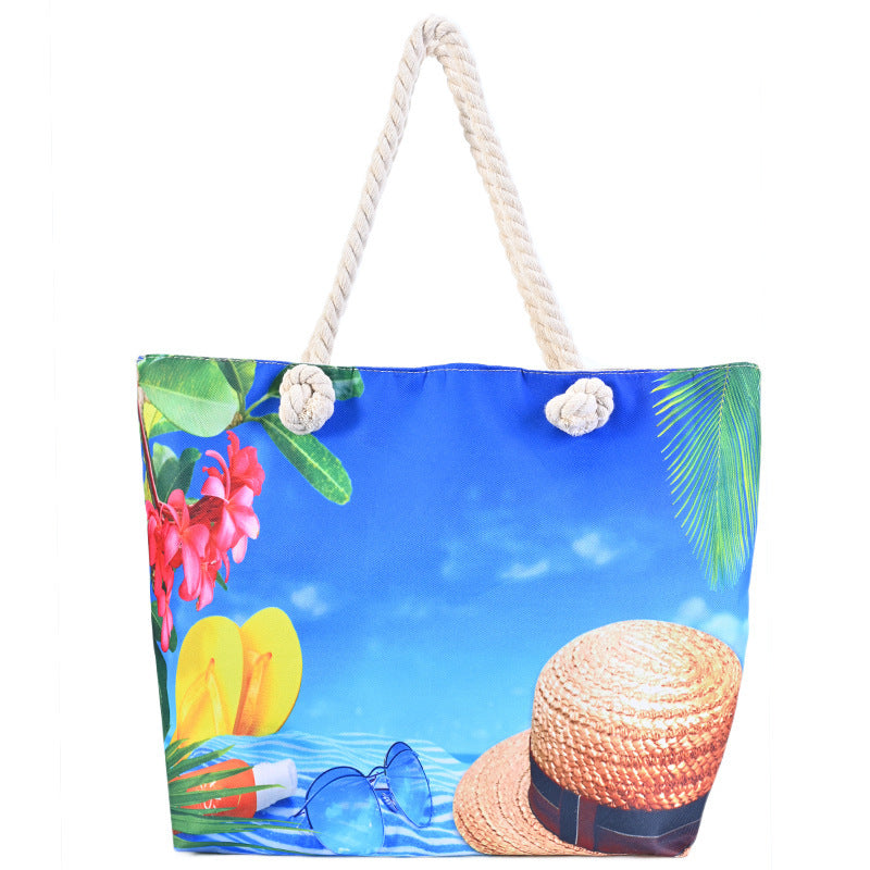 Printed Women's Beach Bag Large Capacity Handbag