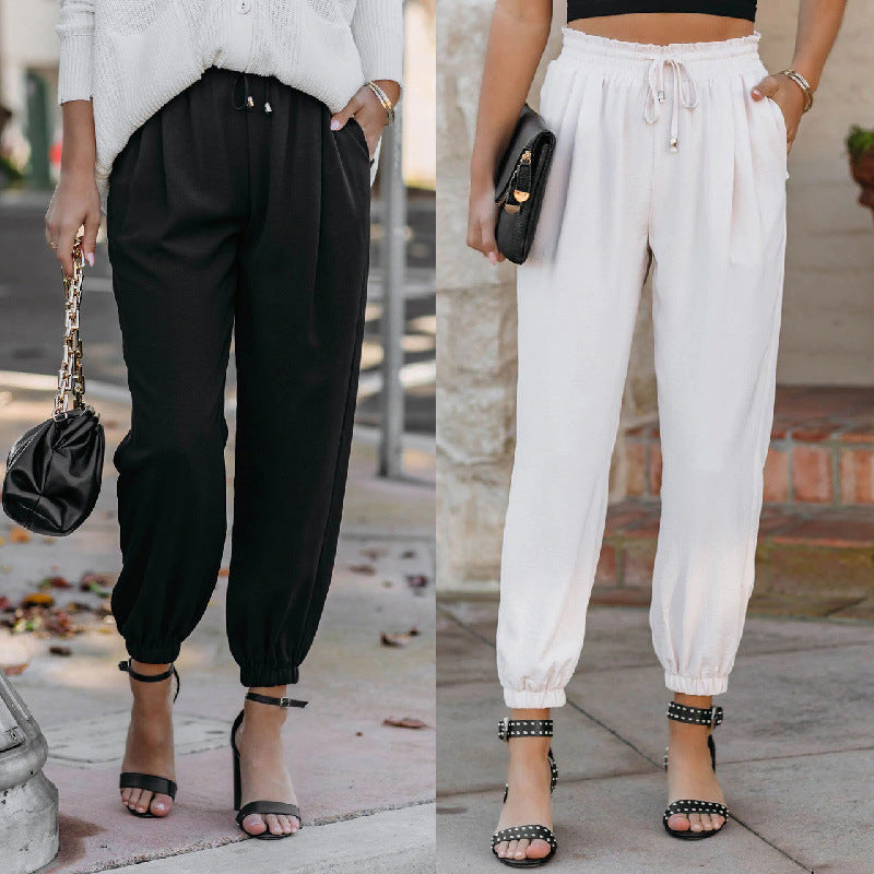 Summer Urban Casual Women's Trousers Small Foot Elastic Waist Casual Pants