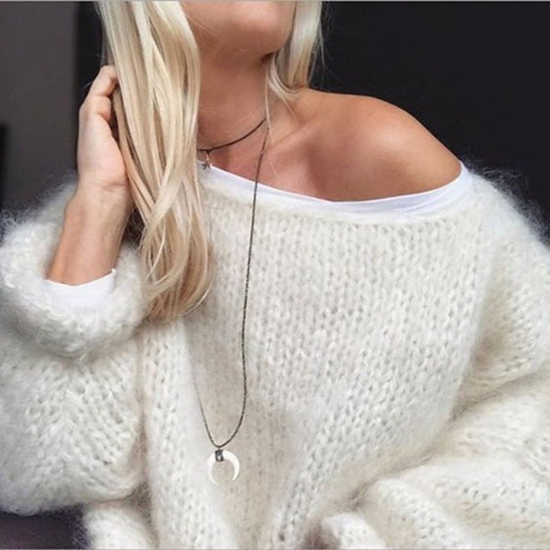 Womens Fashionable Loose Casual Knitted Sweater