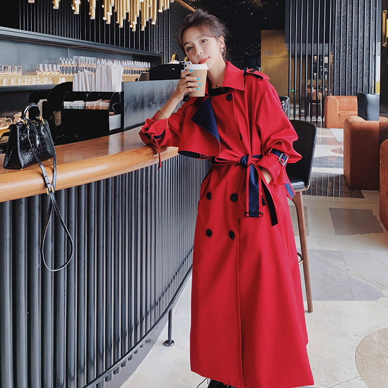 Long Style Popular Slim Temperament British Style Autumn New Casual Slim Coat