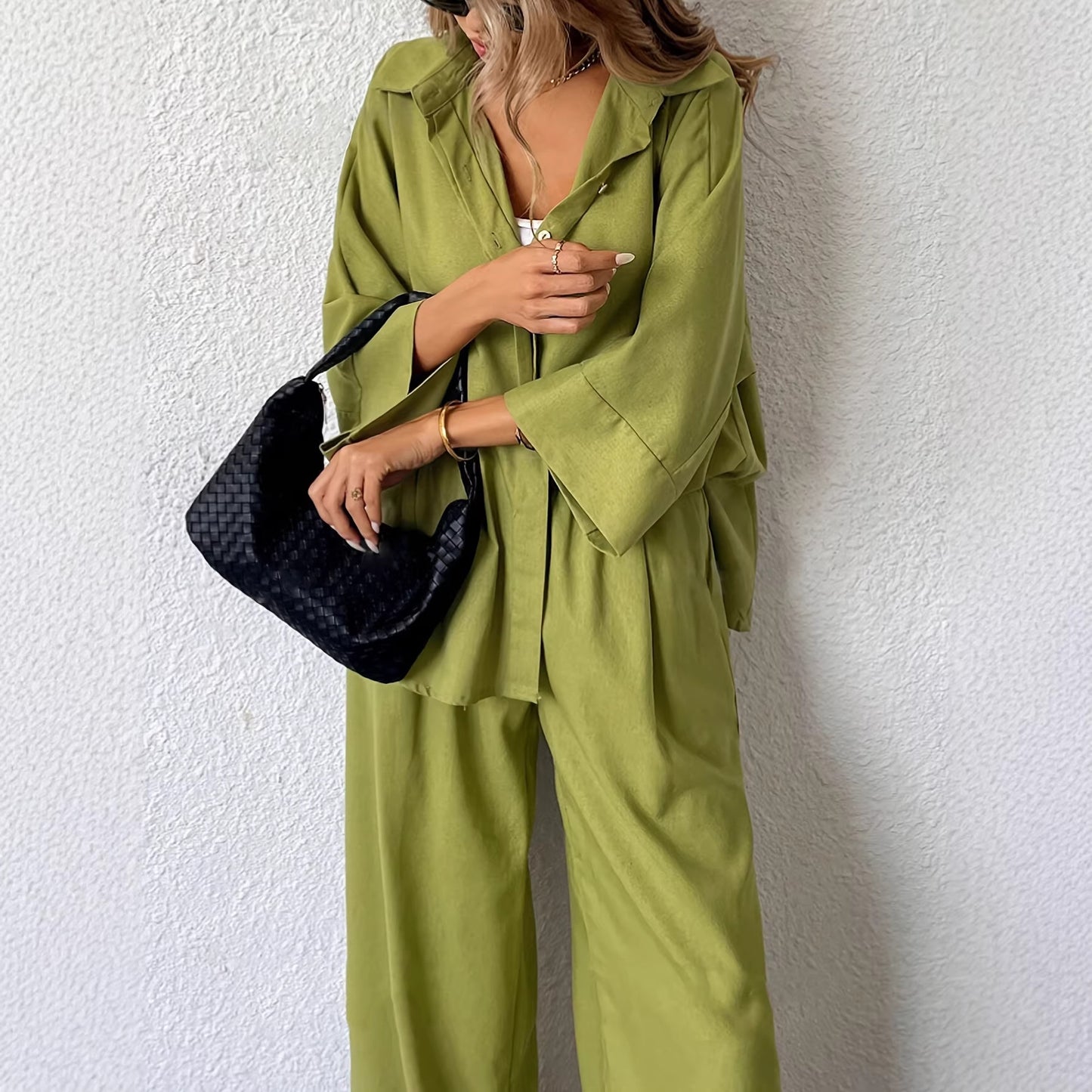 Womens Plus-Size Loose Top And Pants Two-Piece Set