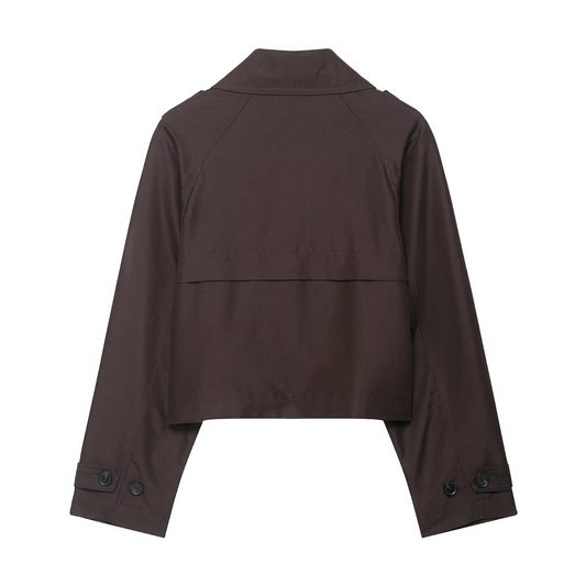Women's Clothing Double Breasted Short Trench Coat