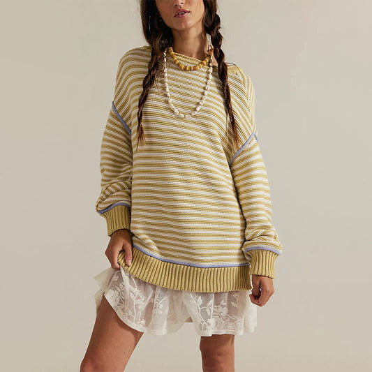 Round Neck Pullover Loose-fitting Long Sleeves Sweater