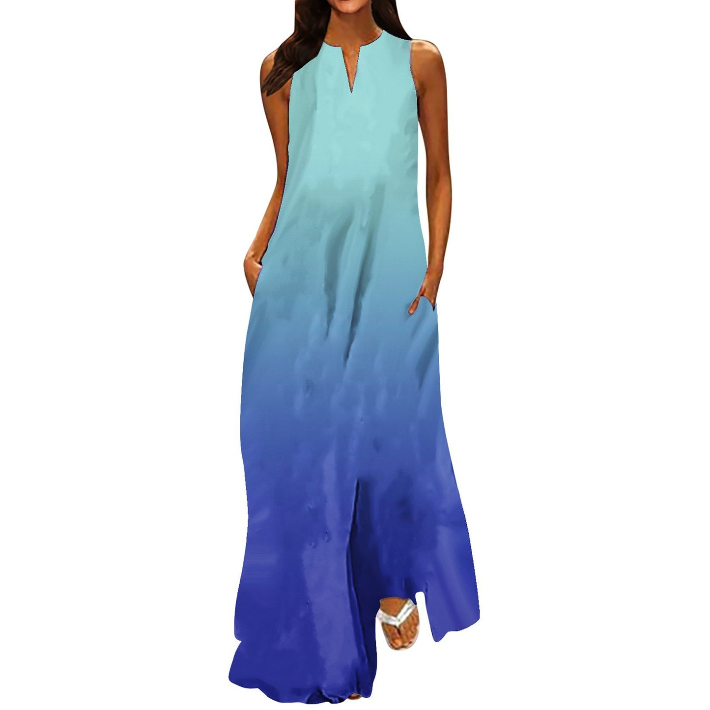 V-neck Pocket Floral Dress For Women