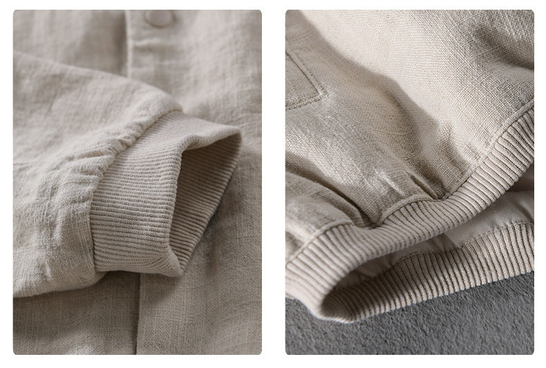 Linen Coat Stand Collar Men's Jacket