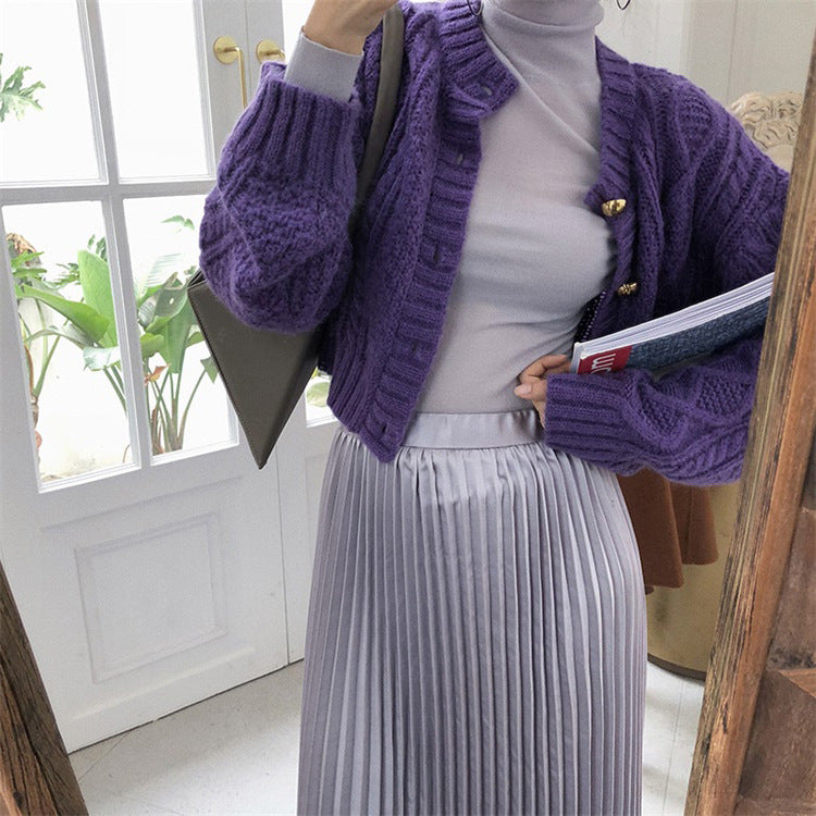 Slouchy Style Thickened Short Knitted Cardigan
