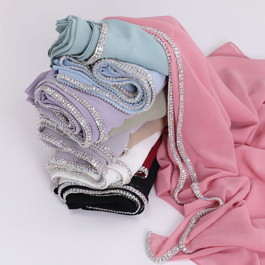 Bright Diamond Long-edged Malaysian Scarf Chiffon Scarf