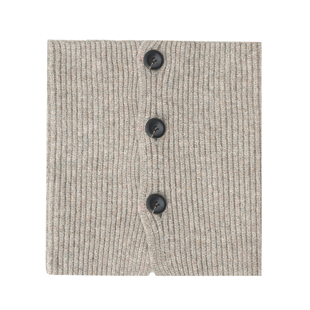 European And American Autumn And Winter Button Clip Flower Wool Knitted Scarf