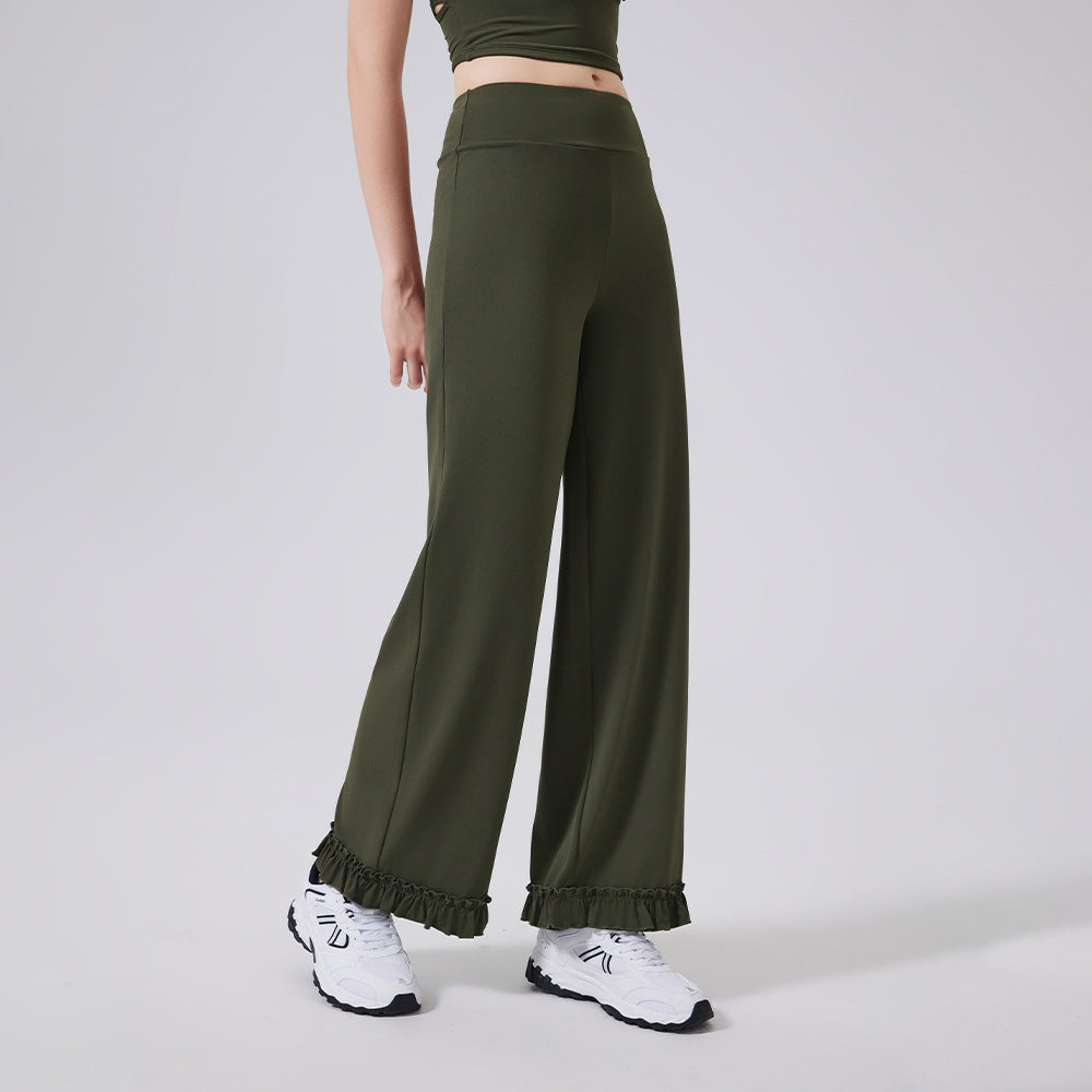 High Waist Belly Contracting Lace Loose Casual Straight Trousers