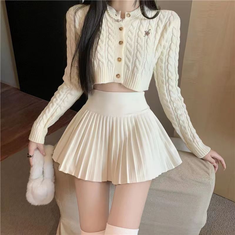 New Preppy Style Lined Four Seasons Hot Girl Pleated Skirt