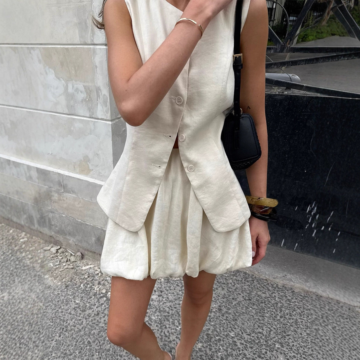 Women's Sweet And Elegant Vest And Skirt Set