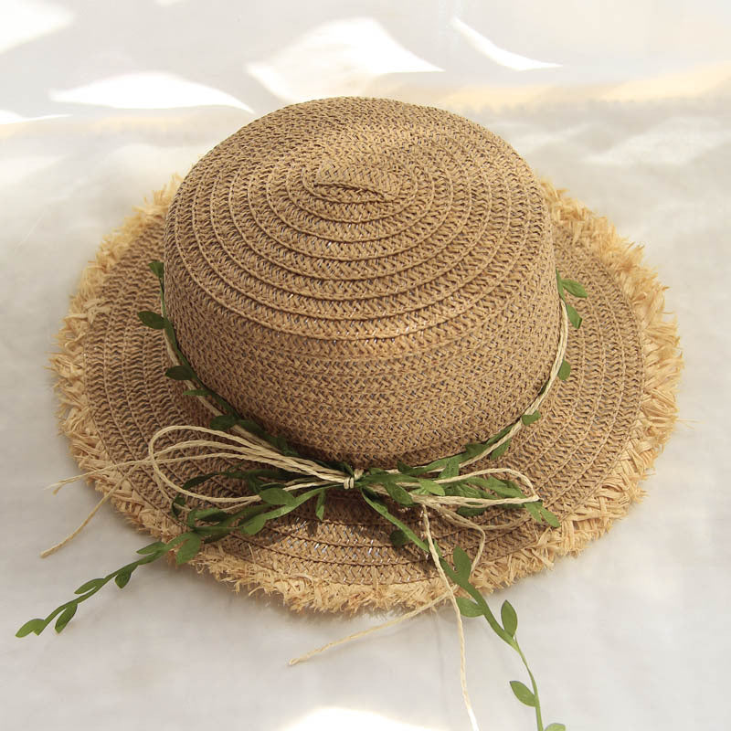 New Straw Hat Female Rattan Bow Sun Summer