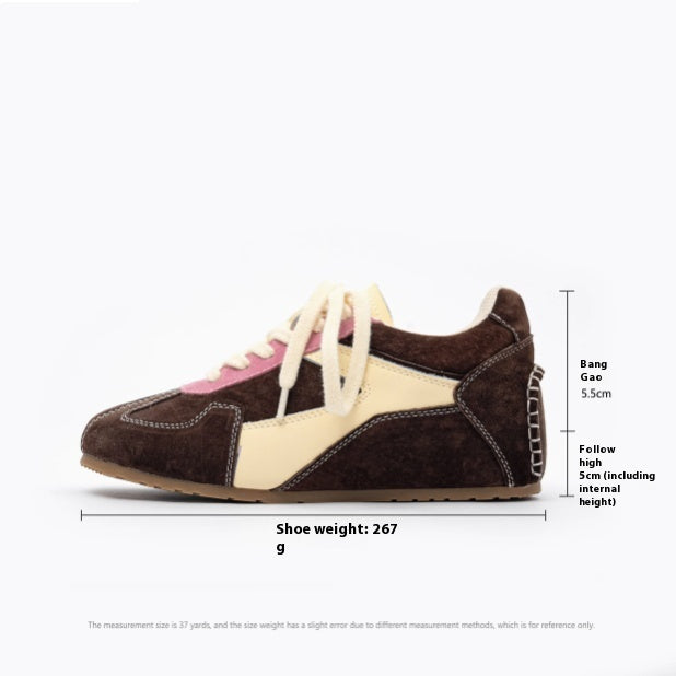 Sunset Forest Deconstruction Retro German Training Shoes Women's Shoes With Hidden Heels Genuine Leather Spring New Cortez Casual