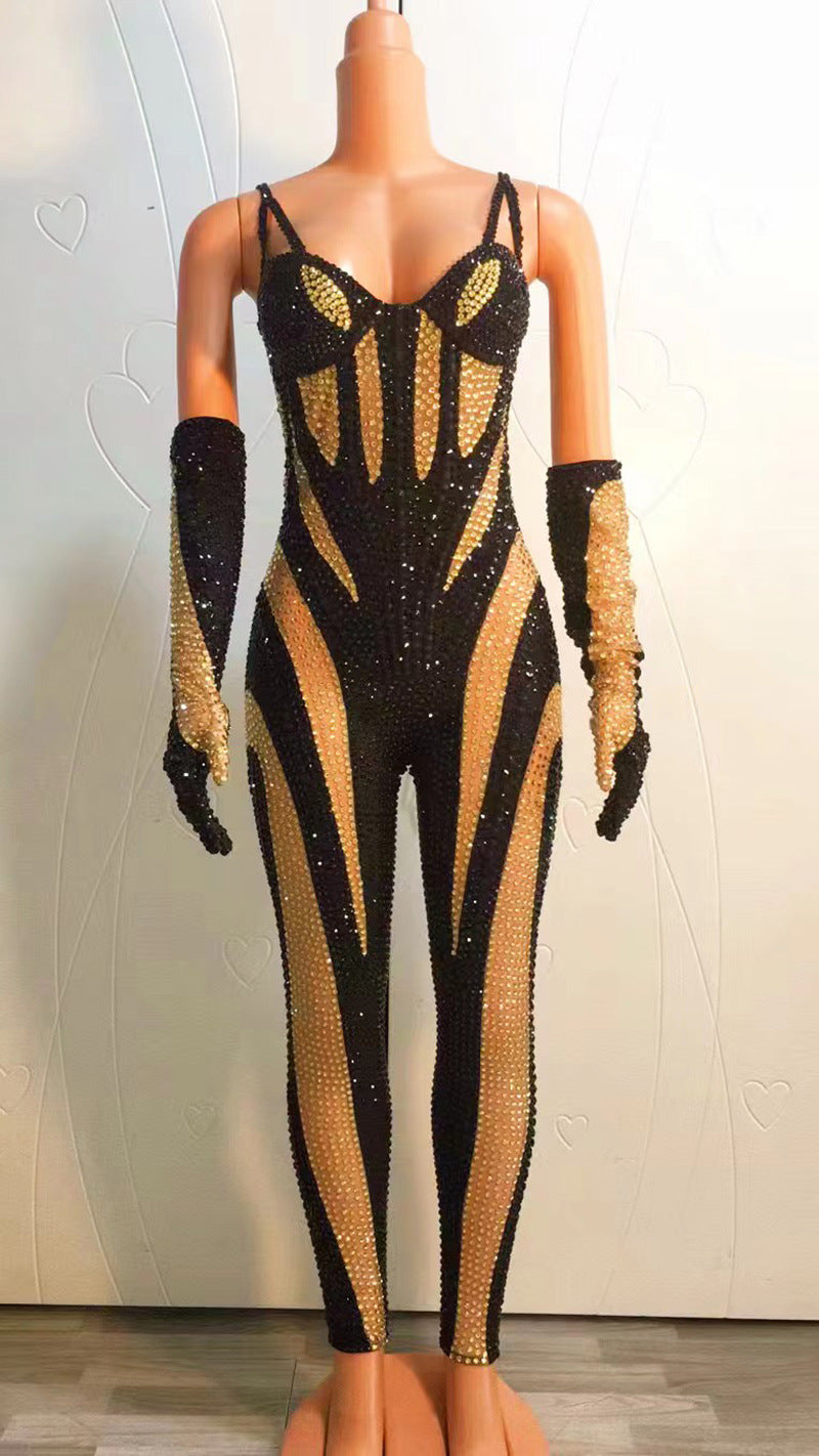 Black And White Party Long Tight Jumpsuit