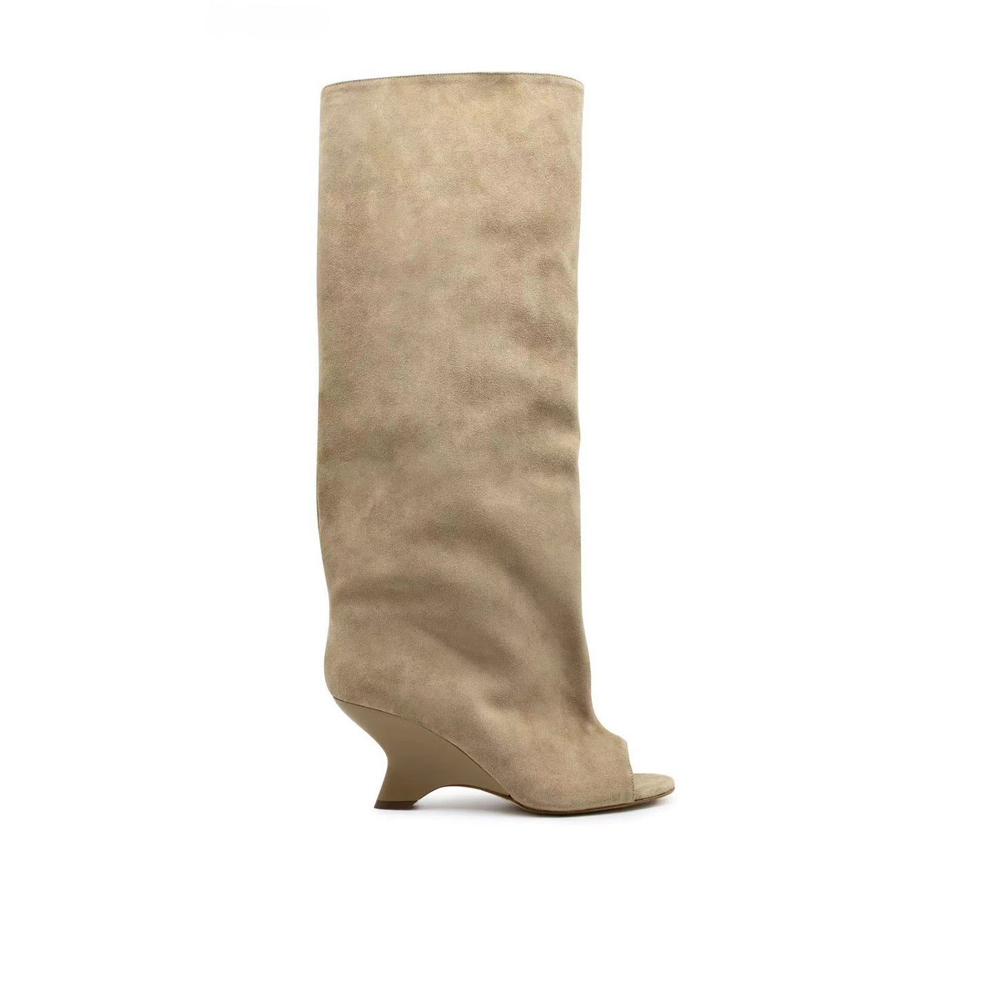 Women's Peep Toe Wedge Suede High Heel Party Banquet Sandal Boots