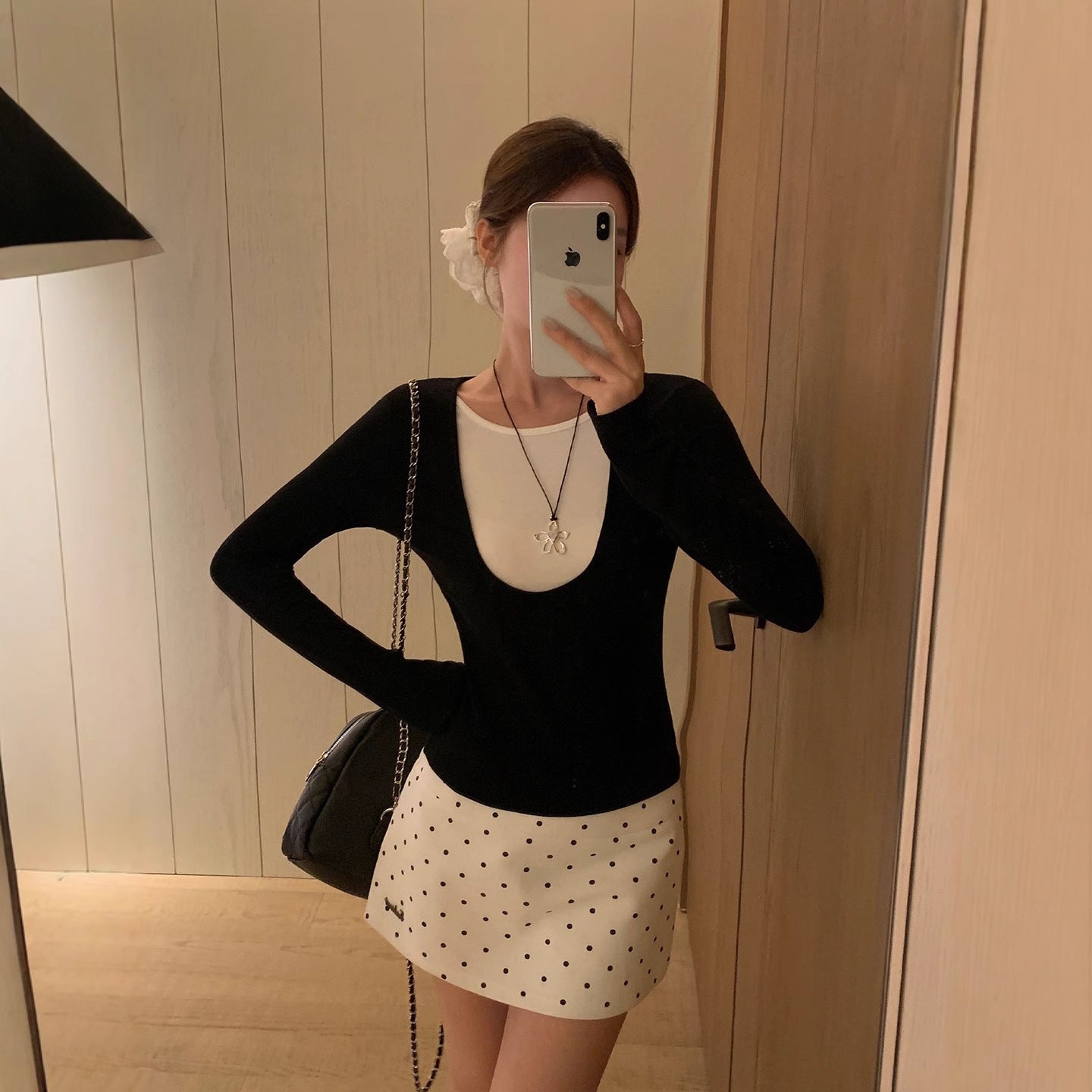 Koreansk-inspireret slim-fit top til kvinder, tidlig efterårsnyhed