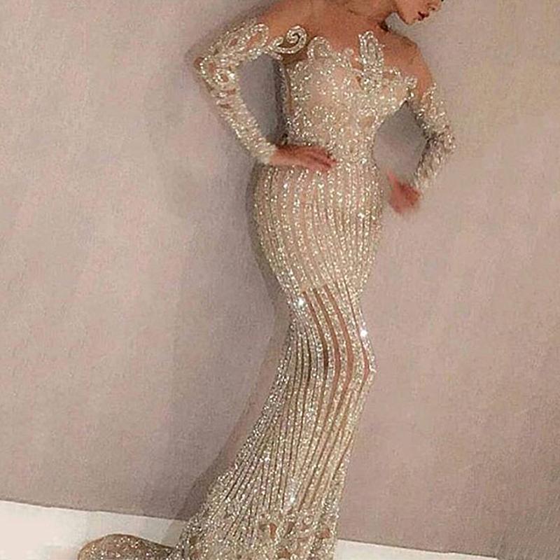 Stretchy Gold Body-Slimming Dress For Women