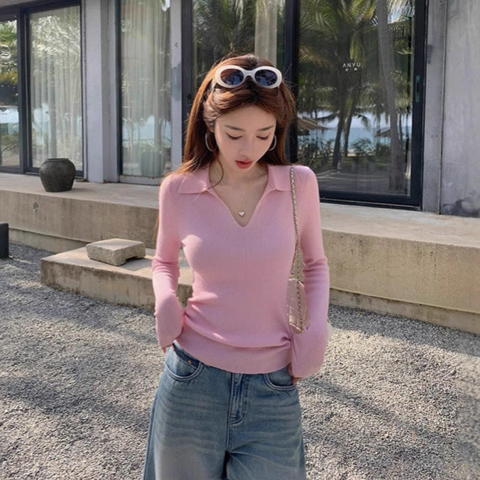 Womens Stylish Slim-fit Long-sleeve Knit Sweater
