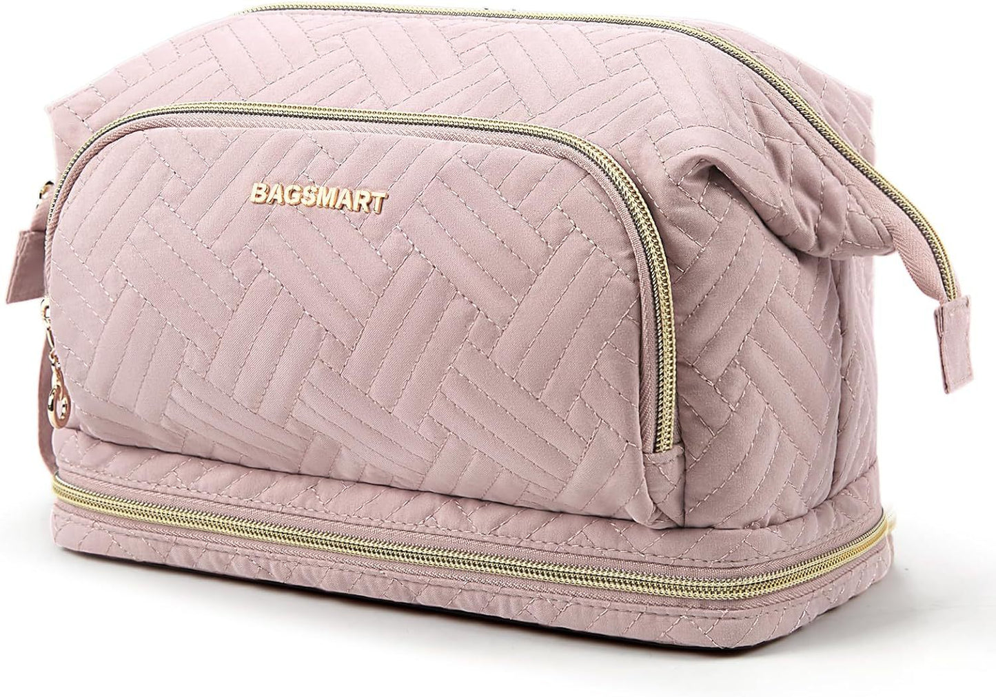 Large Wide-opening Quilted Makeup Bag