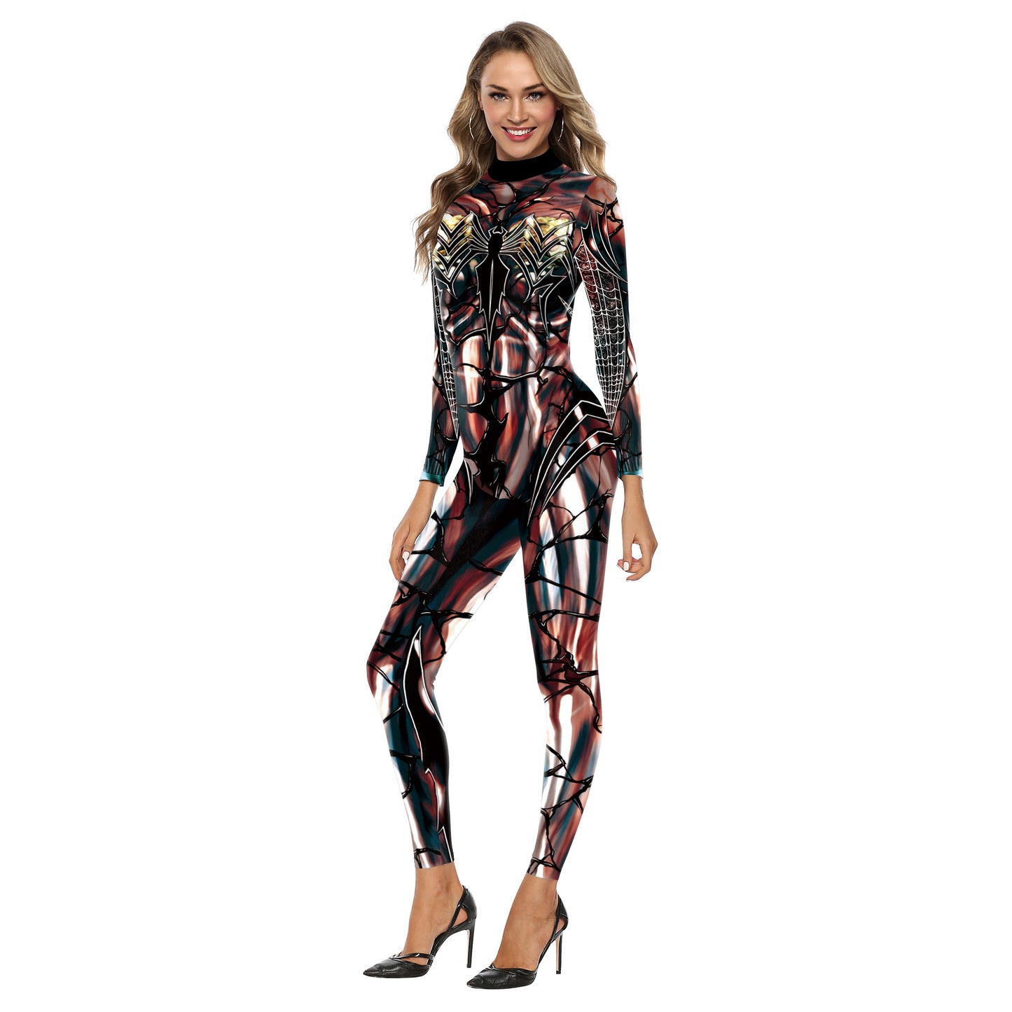 New Spider 3D Digital Printing Long Sleeve Jumpsuit