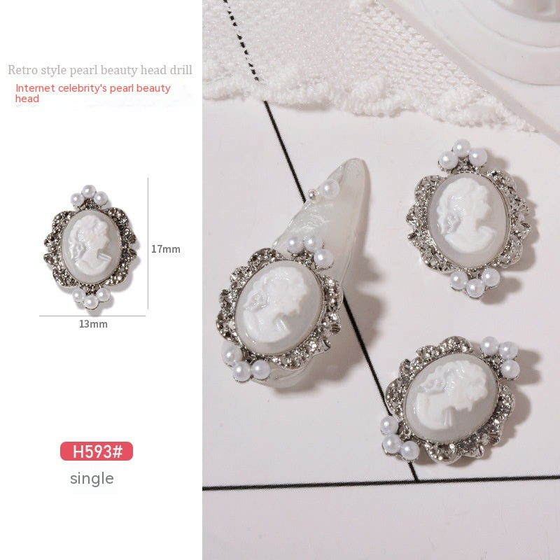 Baroque Retro Beauty Head Nail Accessories