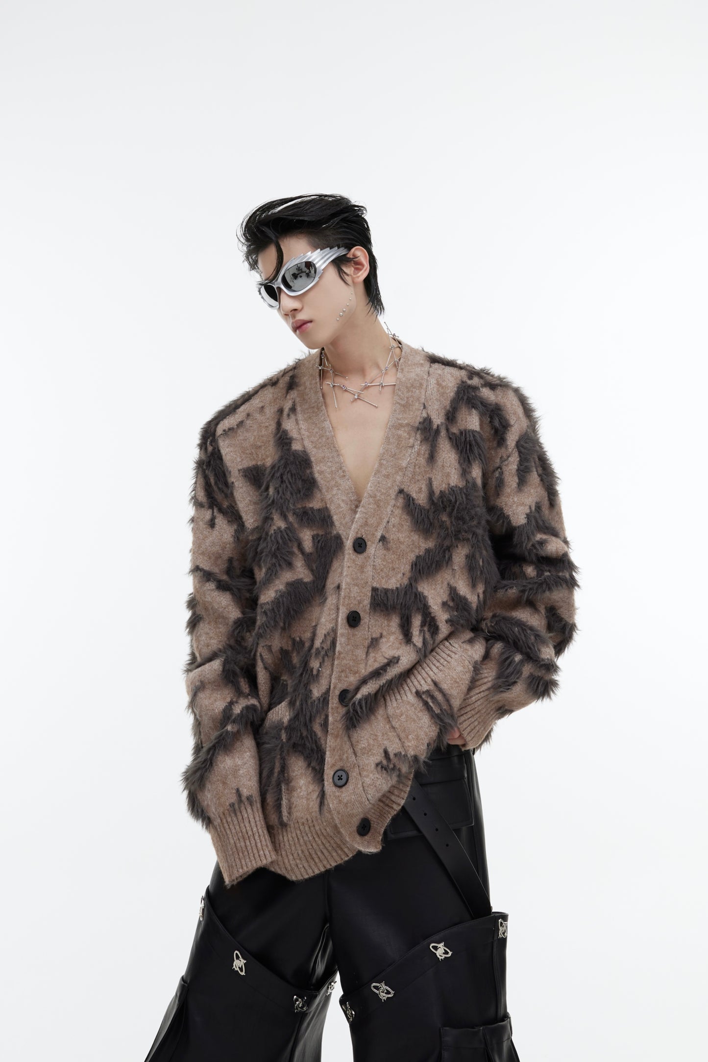 Men's Retro Niche V-neck Knitted Sweater Jacket